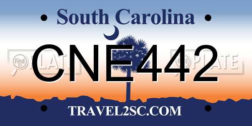 CNE442 South Carolina License Plate
