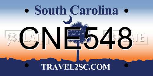 CNE548 South Carolina License Plate