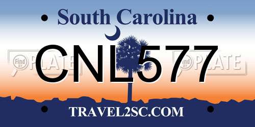 CNL577 South Carolina License Plate
