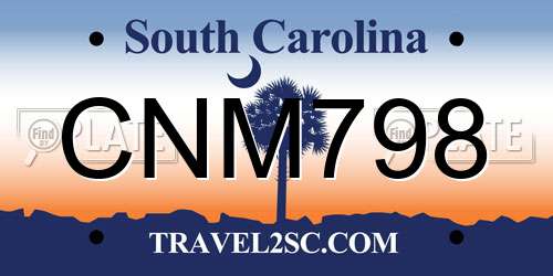 CNM798 South Carolina License Plate