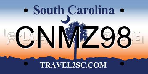 CNMZ98 South Carolina License Plate