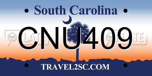 CNU409 South Carolina License Plate