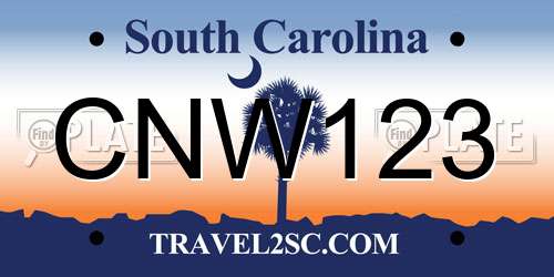 CNW123 South Carolina License Plate