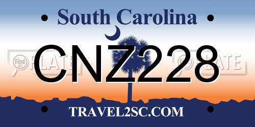 CNZ228 South Carolina License Plate