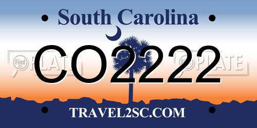 CO2222 South Carolina License Plate