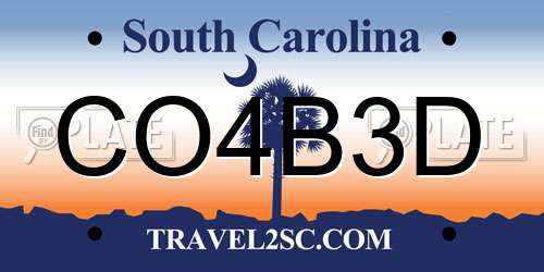CO4B3D South Carolina License Plate