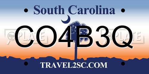 CO4B3Q South Carolina License Plate