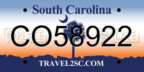 CO58922 South Carolina License Plate