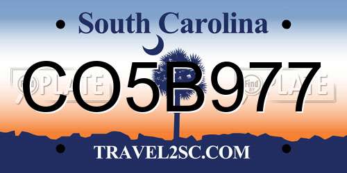 CO5B977 South Carolina License Plate