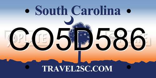 CO5D586 South Carolina License Plate