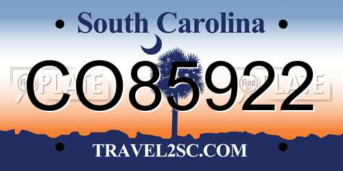 CO85922 South Carolina License Plate
