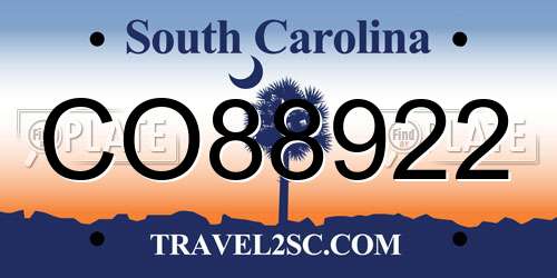 CO88922 South Carolina License Plate