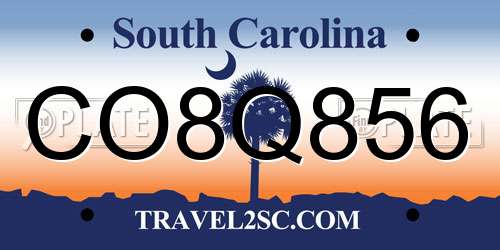 CO8Q856 South Carolina License Plate