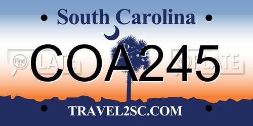 COA245 South Carolina License Plate