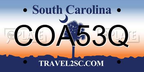 COA53Q South Carolina License Plate
