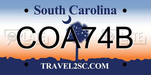COA74B South Carolina License Plate