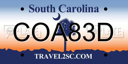 COA83D South Carolina License Plate