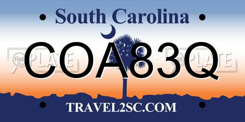 COA83Q South Carolina License Plate
