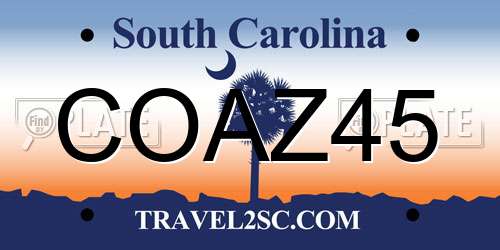 COAZ45 South Carolina License Plate