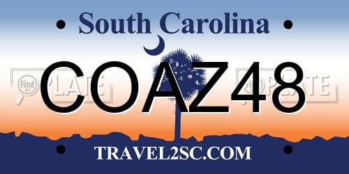 COAZ48 South Carolina License Plate
