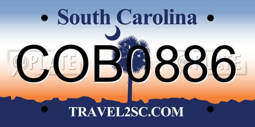 COB0886 South Carolina License Plate