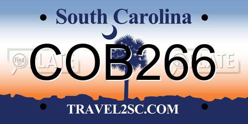 COB266 South Carolina License Plate