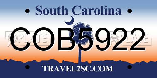 COB5922 South Carolina License Plate