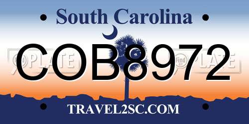 COB8972 South Carolina License Plate