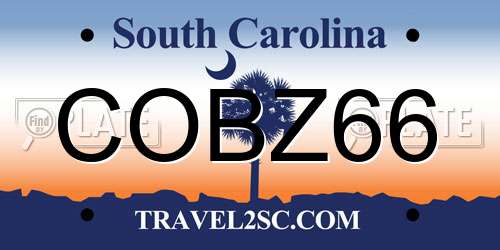 COBZ66 South Carolina License Plate