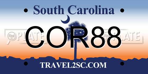 COR88 South Carolina License Plate