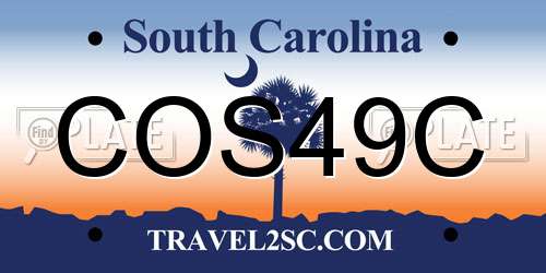 COS49C South Carolina License Plate