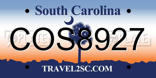 COS8927 South Carolina License Plate