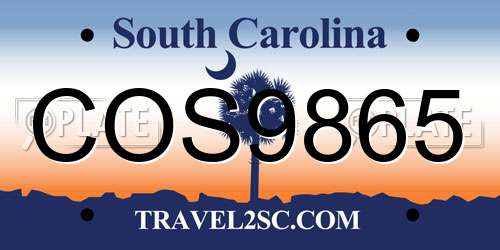 COS9865 South Carolina License Plate