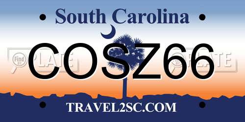 COSZ66 South Carolina License Plate