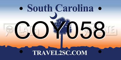 COY058 South Carolina License Plate
