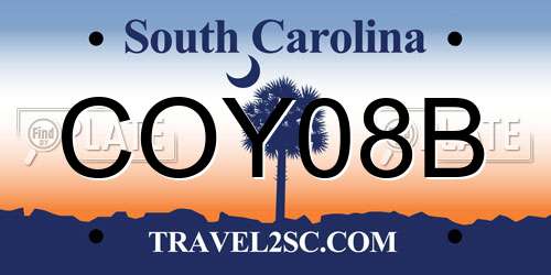 COY08B South Carolina License Plate