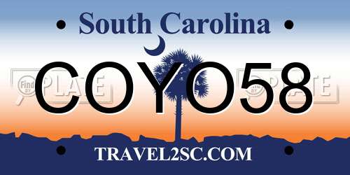 COYO58 South Carolina License Plate