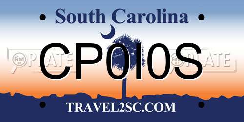 CP0I0S South Carolina License Plate