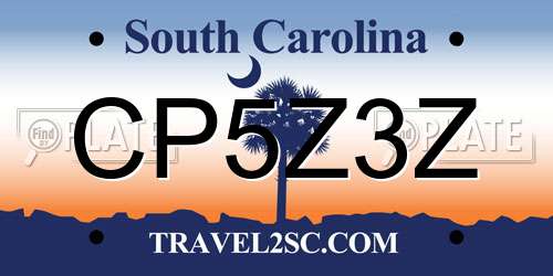 CP5Z3Z South Carolina License Plate