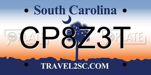 CP8Z3T South Carolina License Plate