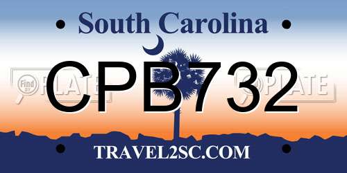 CPB732 South Carolina License Plate
