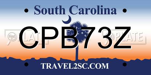 CPB73Z South Carolina License Plate