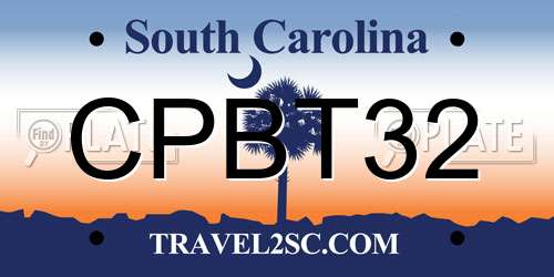 CPBT32 South Carolina License Plate
