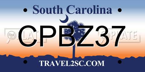 CPBZ37 South Carolina License Plate