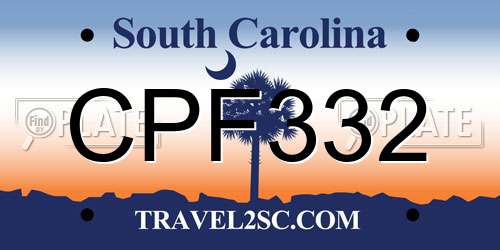 CPF332 South Carolina License Plate