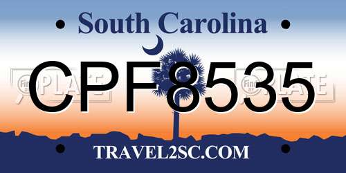 CPF8535 South Carolina License Plate