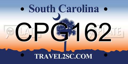 CPG162 South Carolina License Plate