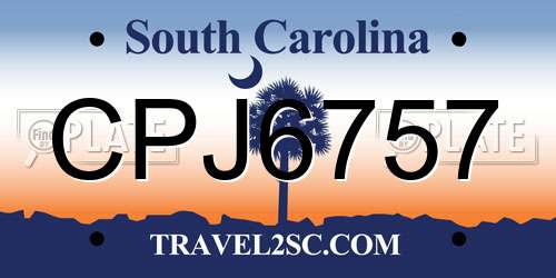 CPJ6757 South Carolina License Plate