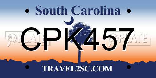CPK457 South Carolina License Plate