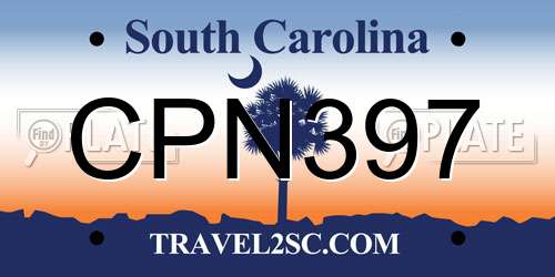 CPN397 South Carolina License Plate